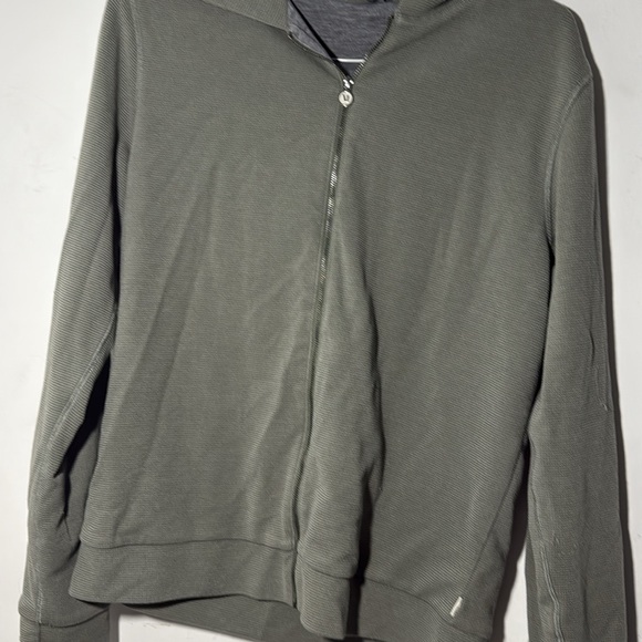 Vuori Mens S Performance Waffle Zip Hoodie Sweatshirt Dusty Pine Green - Picture 3 of 4